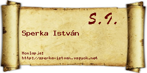 Sperka István névjegykártya